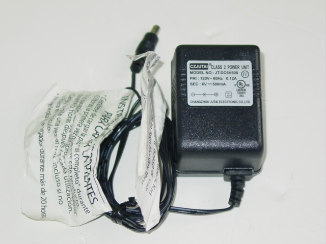 NEW Czjutai Changzhou Jutai JT-DC6V500 AC Adapter 6V 500mA - Click Image to Close